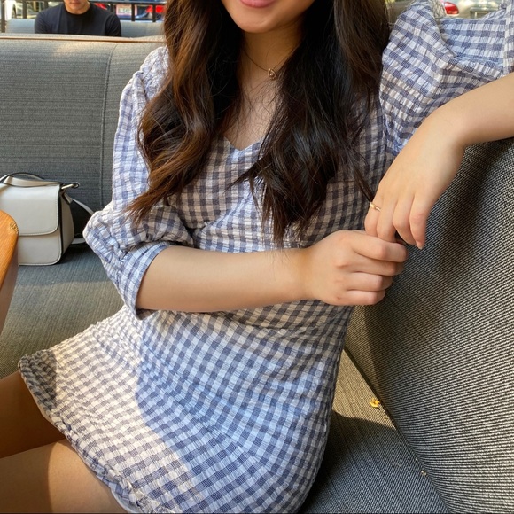 urban lena gingham puff sleeve mini dress - Picture 5 of 5